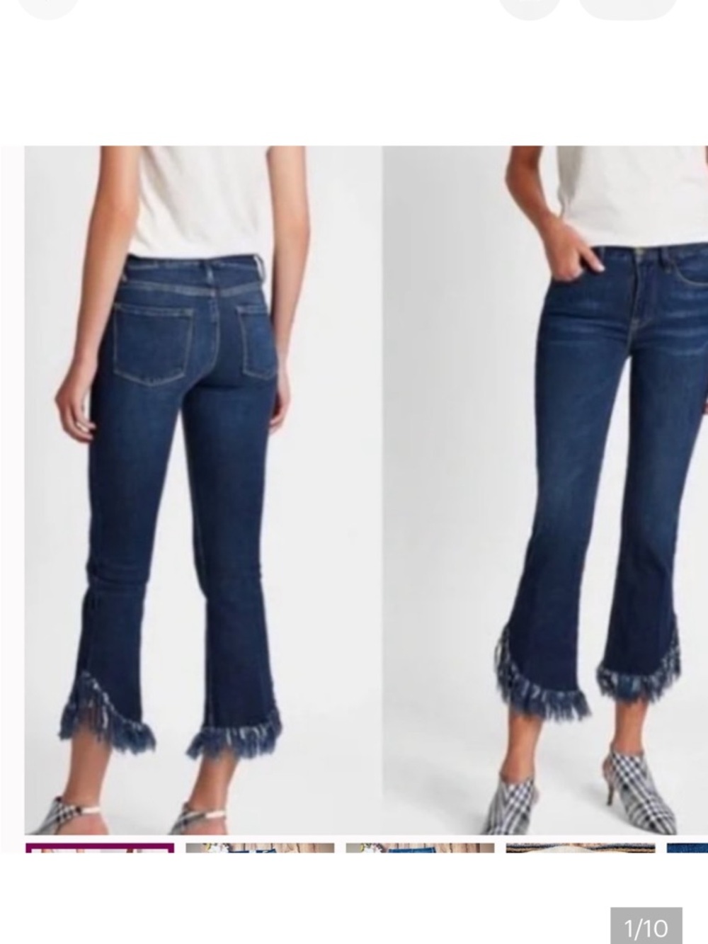 FRAME Le High Straight Fringe Hem Jeans - Picture 1 of 10